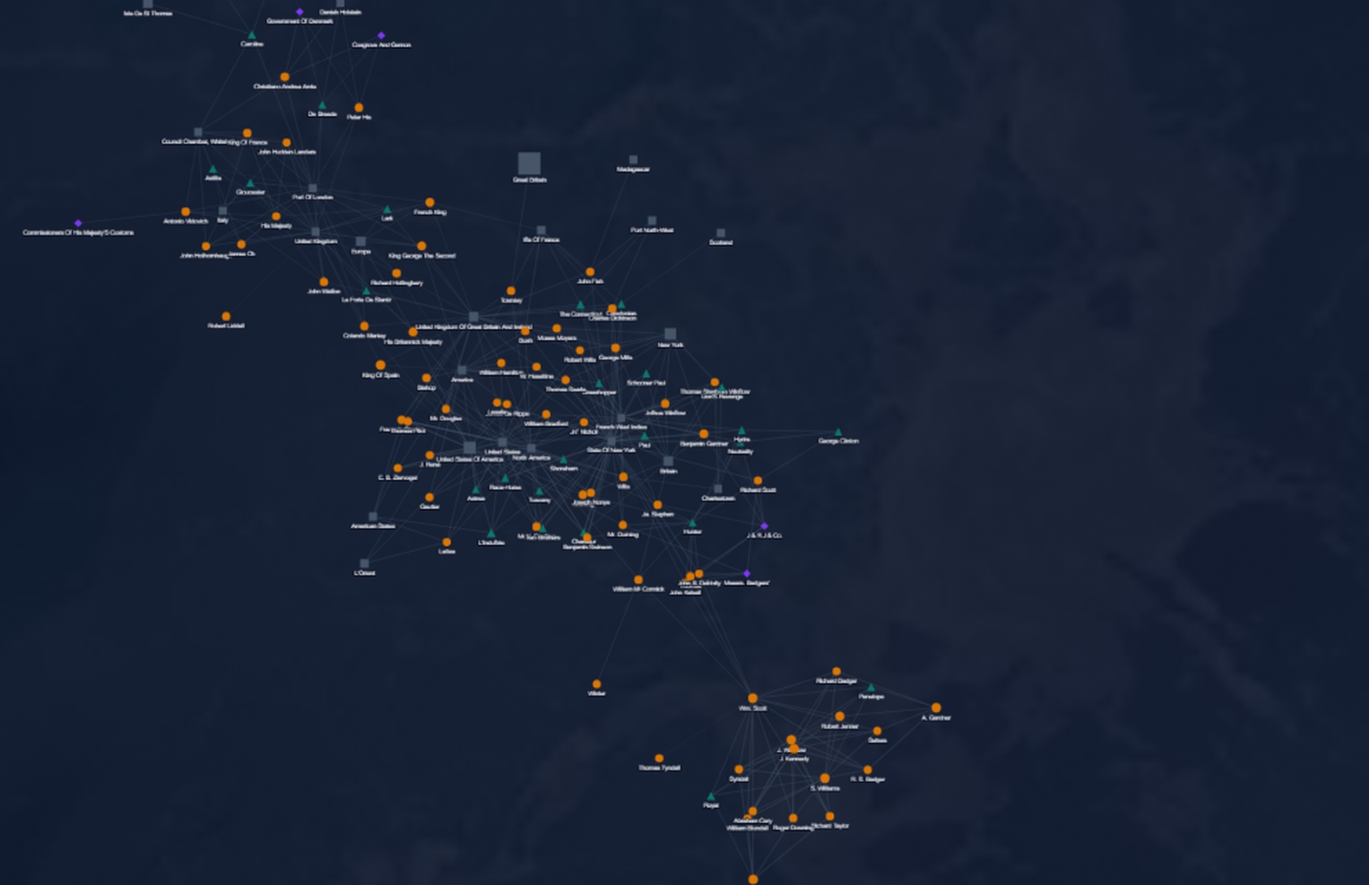 People, ships and locations connected in the Prize Papers application
